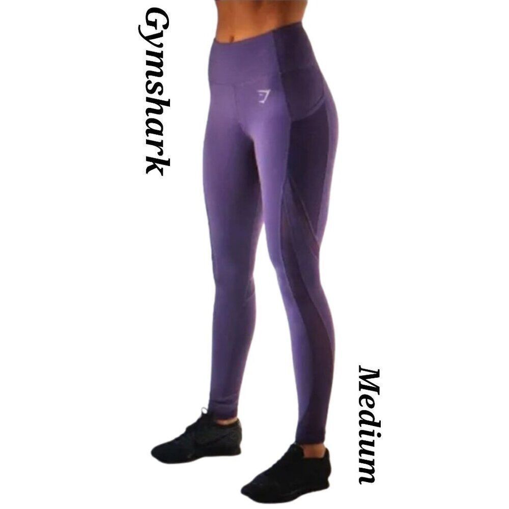 Gymshark Women's Sleek Sculpture Leggings Dry Moisture  Medium Purple Pockets